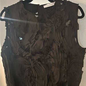 Black Textured Sleeveless Top